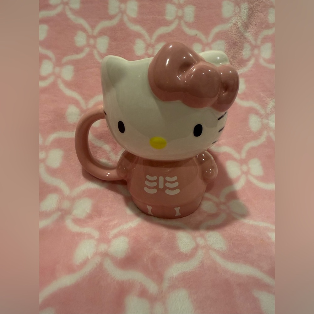 Hello Kitty Pink and White Skeleton Ceramic Cup
